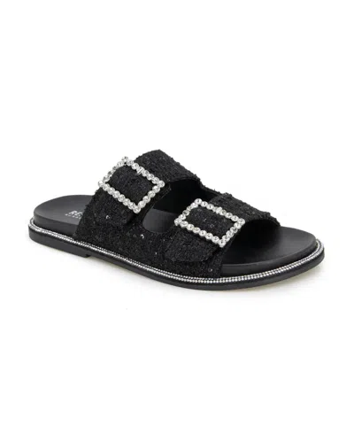 Kenneth Cole Reaction Women's Sydney Slip On Sandals In Black Boucle