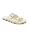 Kenneth Cole Reaction Women's Sydney Two Band Jewel Buckle Flat Sandals In Natural