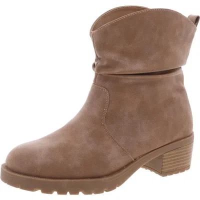 Kenneth Cole Reaction Womens Block Heel Faux Leather Chelsea Boots In Brown