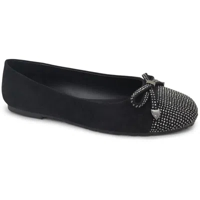 Kenneth Cole Reaction Womens Embellished Faux Suede Ballet Flats In Black