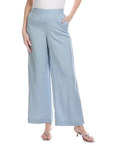 Kenneth Cole Refined Flat Front Linen-blend Pant In Blue