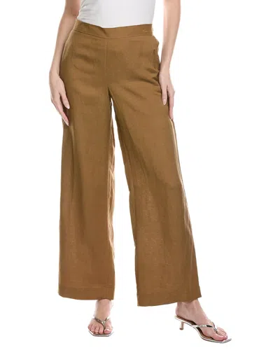 Kenneth Cole Refined Flat Front Linen-blend Pant In Brown