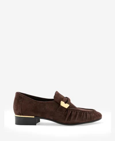 Kenneth Cole Remi Suede Pleated Toe Loafer In Brown