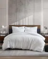 KENNETH COLE REVERSIBLE SOLID WHITE WAFFLE DUVET COVER SET