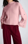 Kenneth Cole Rib Mock Neck Pullover In Pink