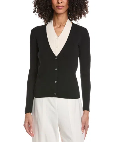 Kenneth Cole Ribbed Cardigan In Black