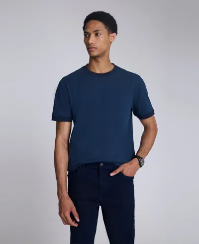 Kenneth Cole Ribbed Crewneck Tee In Blue