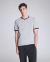 Kenneth Cole Ribbed Crewneck Tee In Gray