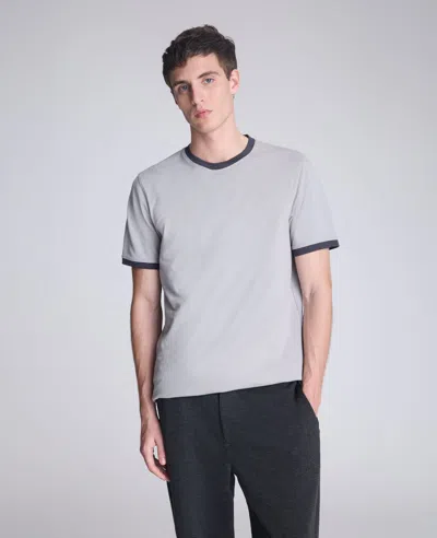 Kenneth Cole Ribbed Crewneck Tee In Gray