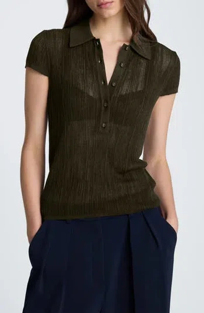 Kenneth Cole Ribbed Polo Sweater In Transparent