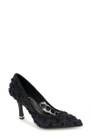 Kenneth Cole Romi Floral Mesh Pointed Toe Pump In Black Mesh