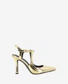 Kenneth Cole Romi Ankle Strap Pointed Toe Pump In Metallic Gold