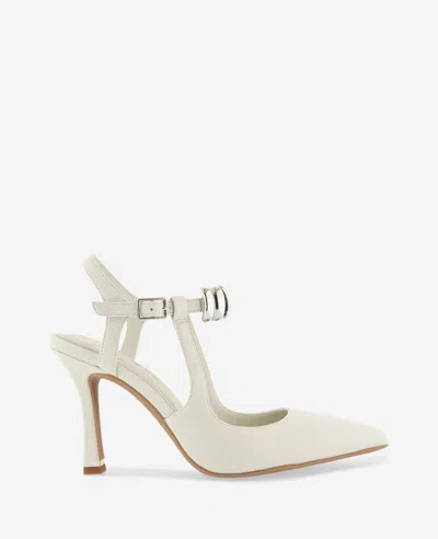 Kenneth Cole Romi Patent Hardware Ankle Slingback Heel In Neutral
