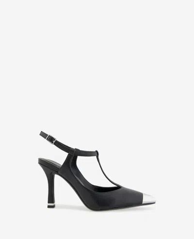 KENNETH COLE ROMI T-STRAP LEATHER SLINGBACK HEEL