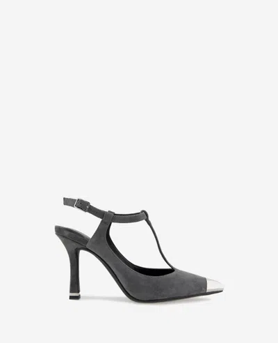 KENNETH COLE ROMI T-STRAP SUEDE SLINGBACK HEEL
