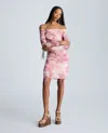 Kenneth Cole Rose Rouched Mini Dress In Pink