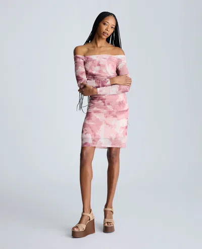 Kenneth Cole Rose Rouched Mini Dress