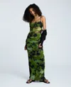 Kenneth Cole Ruched Mesh Maxi Dress