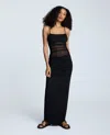 Kenneth Cole Rouched Mesh Maxi Dress In Black