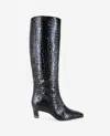 Kenneth Cole Rubia Croco Patent Tall Heel Boot In Black