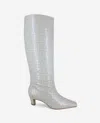 Kenneth Cole Rubia Croco Patent Tall Heel Boot In White