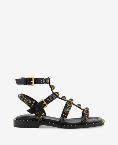 Kenneth Cole Ruby Leather Jewel Gladiator Sandal In Black