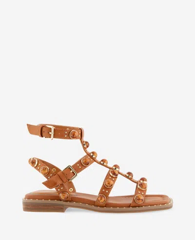 Kenneth Cole Ruby Leather Jewel Gladiator Sandal In Brown
