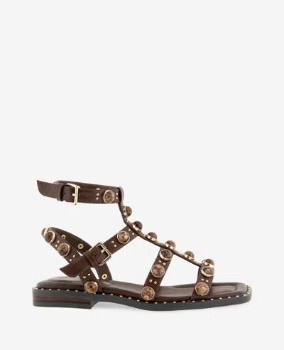 Kenneth Cole Ruby Leather Jewel Gladiator Sandal In Brown