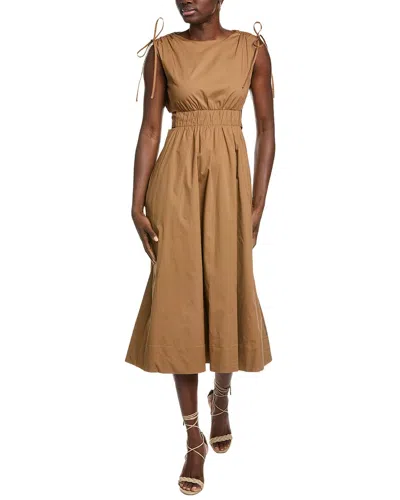Kenneth Cole Ruched Cutout Waist Dress In Brown