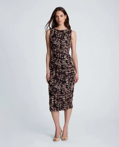 Kenneth Cole Ruched Midi Dress In Black