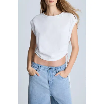 Kenneth Cole Ruched Muscle Tee In Pure White