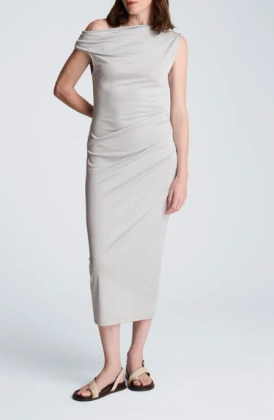 Kenneth Cole Ruched One-shuolder Maxi Dress In Gray