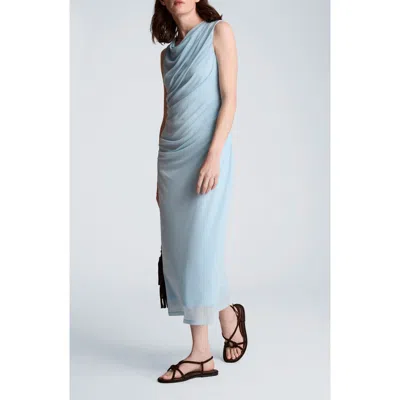 Kenneth Cole Ruched Sleeveless Midi Dress In Blue