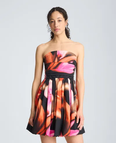 Kenneth Cole Ruched Strapless Mini Dress In Multi
