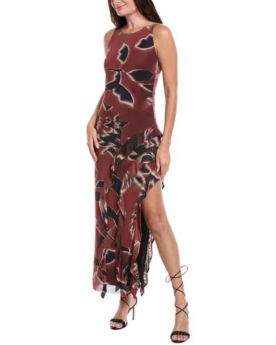 Kenneth Cole Ruffle Maxi Dress In Neutral