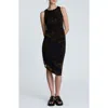 Kenneth Cole Sandra Side Ruched Asymmetrical Mesh Tank Dress