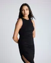 Kenneth Cole Sandra Side Ruched Asymmetric Hem Tank Dress In Multicolor