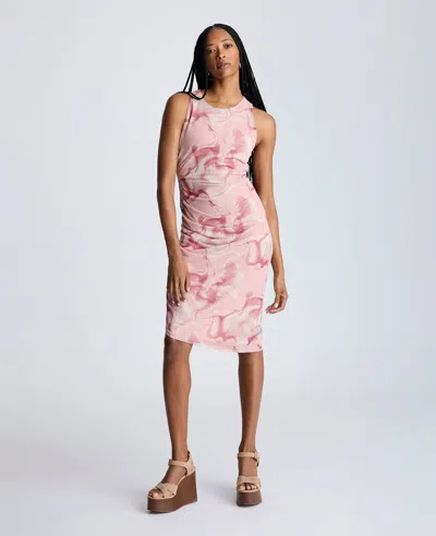 Kenneth Cole Sandra Side Ruched Asymmetrical Tank Dress In Pink