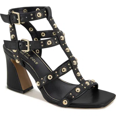 Kenneth Cole Sapha Studded Block Heel Sandal In Black