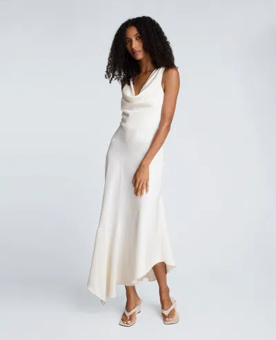 Kenneth Cole Asymmetric Sleeveless Cowl Neck Maxi Dress In Neutral