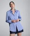 Kenneth Cole Relaxed Fit Stretch Satin Button-up Shirt In Blue