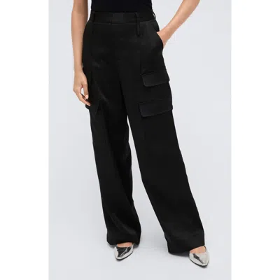 Kenneth Cole Satin Cargo Pants In Black