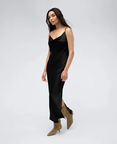Kenneth Cole Satin Cowl Neck Maxi Slip Dress In Black