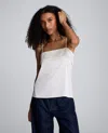 Kenneth Cole Satin Foldover Spaghetti Strap Cami In White