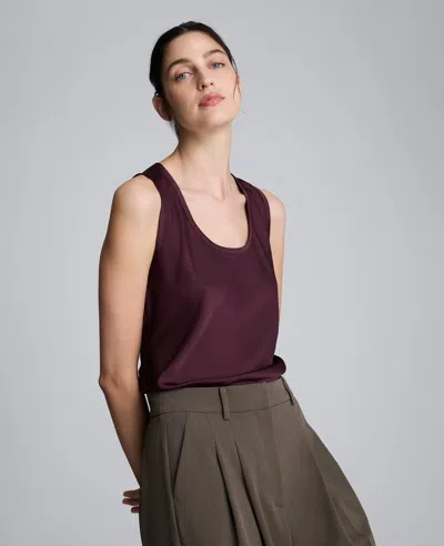 Kenneth Cole Satin Scoop Neck Tank In Purple