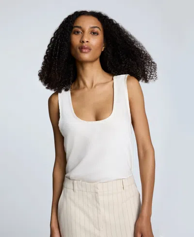 Kenneth Cole Satin Scoop Neck Tank In White