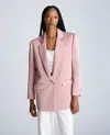 Kenneth Cole Satin Twill One Button Notch Collar Jacket In Rosé