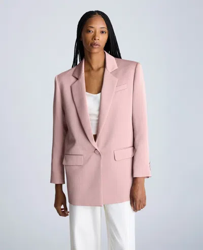 Kenneth Cole Satin Twill One Button Notch Collar Jacket In Rosé