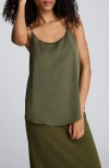 Kenneth Cole Scoop Neck Satin Cami In Green