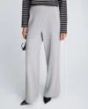 Kenneth Cole Scuba Knit High Rise Pull-on Wide Leg Pant In Gray